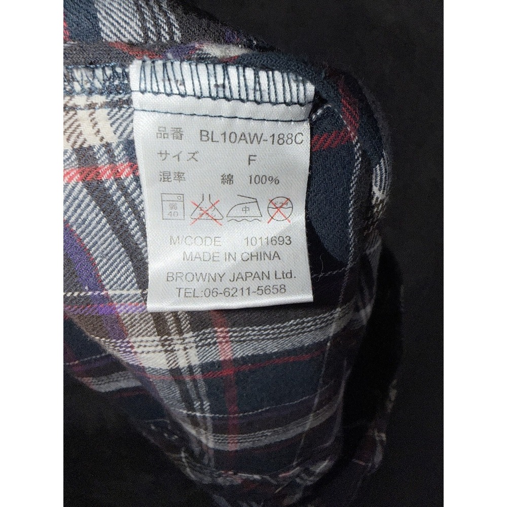 BROWNY Kids Flannel Shirt Blue Red Plaid Cotton Long Sleeve Button Up - Picture 3 of 6